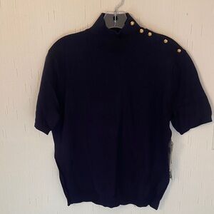Lauren Ralph Lauren Dark Blue Turtleneck with Gold Accents